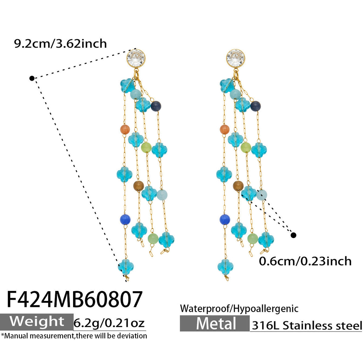 Geometric Natural Crystal Zircon Earrings 18K Gold Plated Titanium Steel Fashion Women Ear Jewelry For Daily Dating Party Occasions
