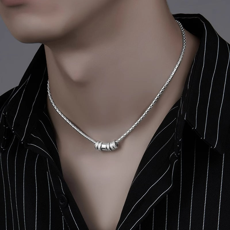 Flash Diamond Ring Clavicle Chain Men's Trendy Brand Fashion Small Man Waist Stainless Steel Necklace For Men And Women Couple's Trendy All-match