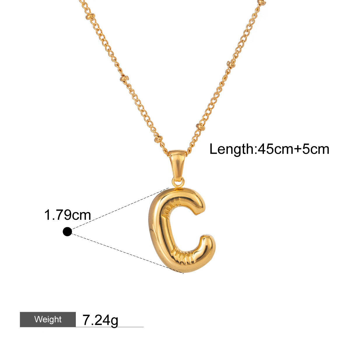 18K gold birthstone with letter design elegant necklace