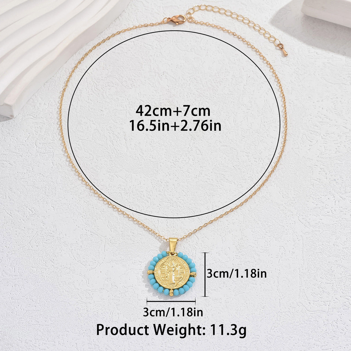 Simple Personality Bohemian Style Women Necklace Niche High-end Beaded Design Collarbone Chain Fashion Jewelry