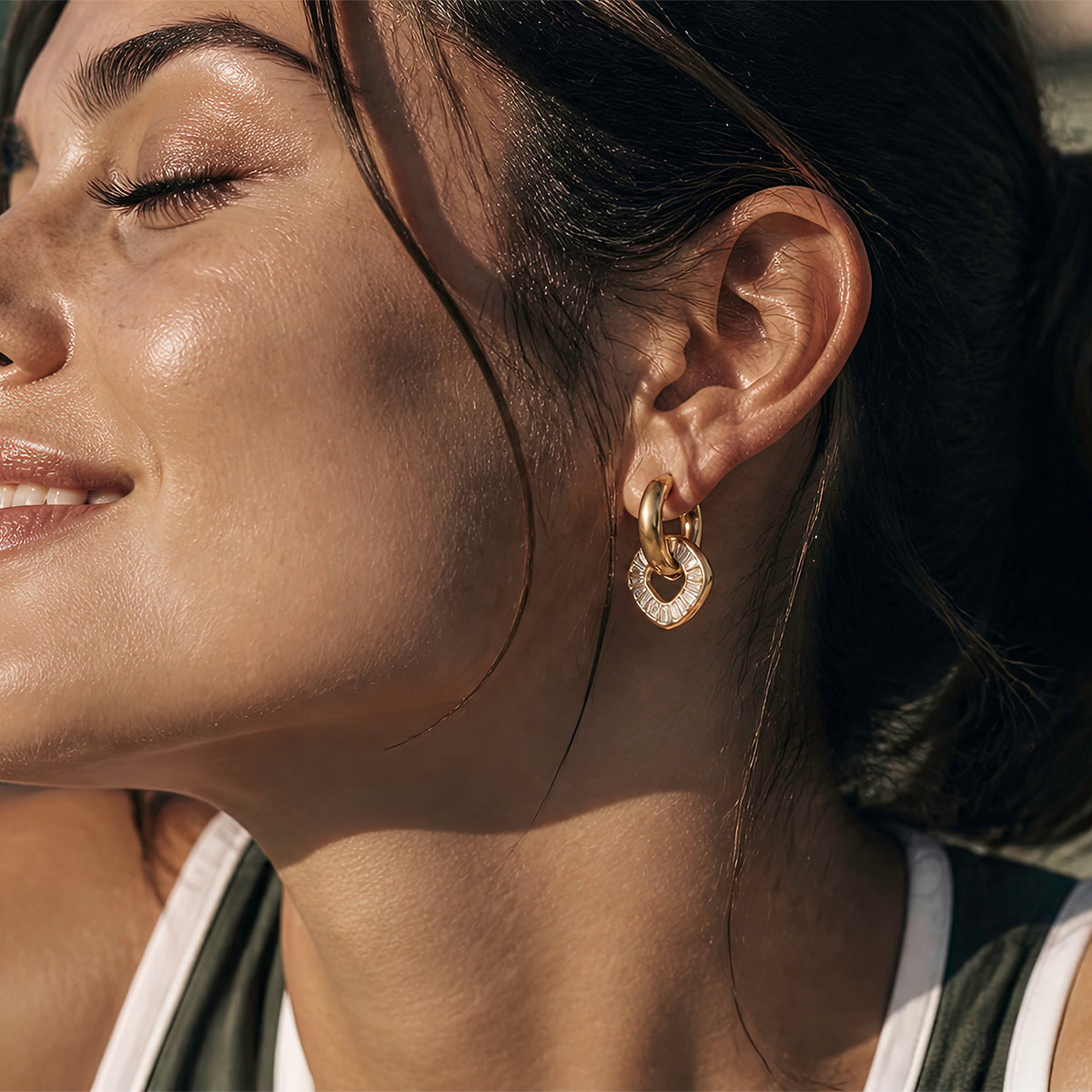 Zircon Circle Drop Earrings Collection