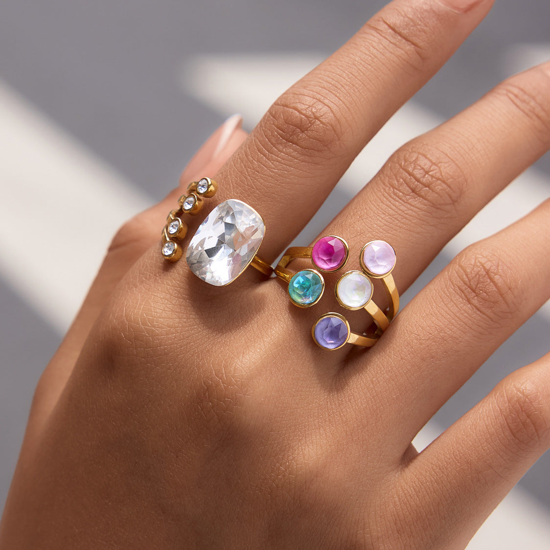 Color Zircon Open Ring Collection
