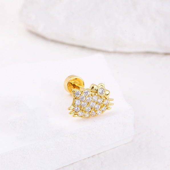 18K gold five-pointed star inlaid gemstones exquisite design dazzling earrings