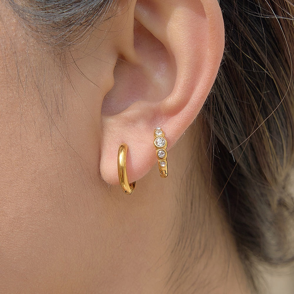 Zircon Huggie Earrings Collection