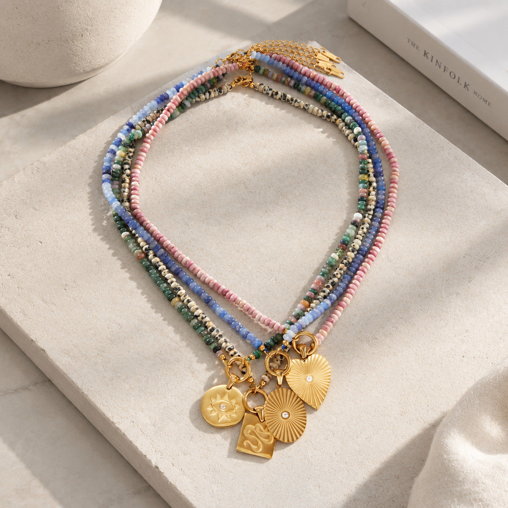 Natural Stone Titanium Steel Necklace Light Luxury And Niche Style