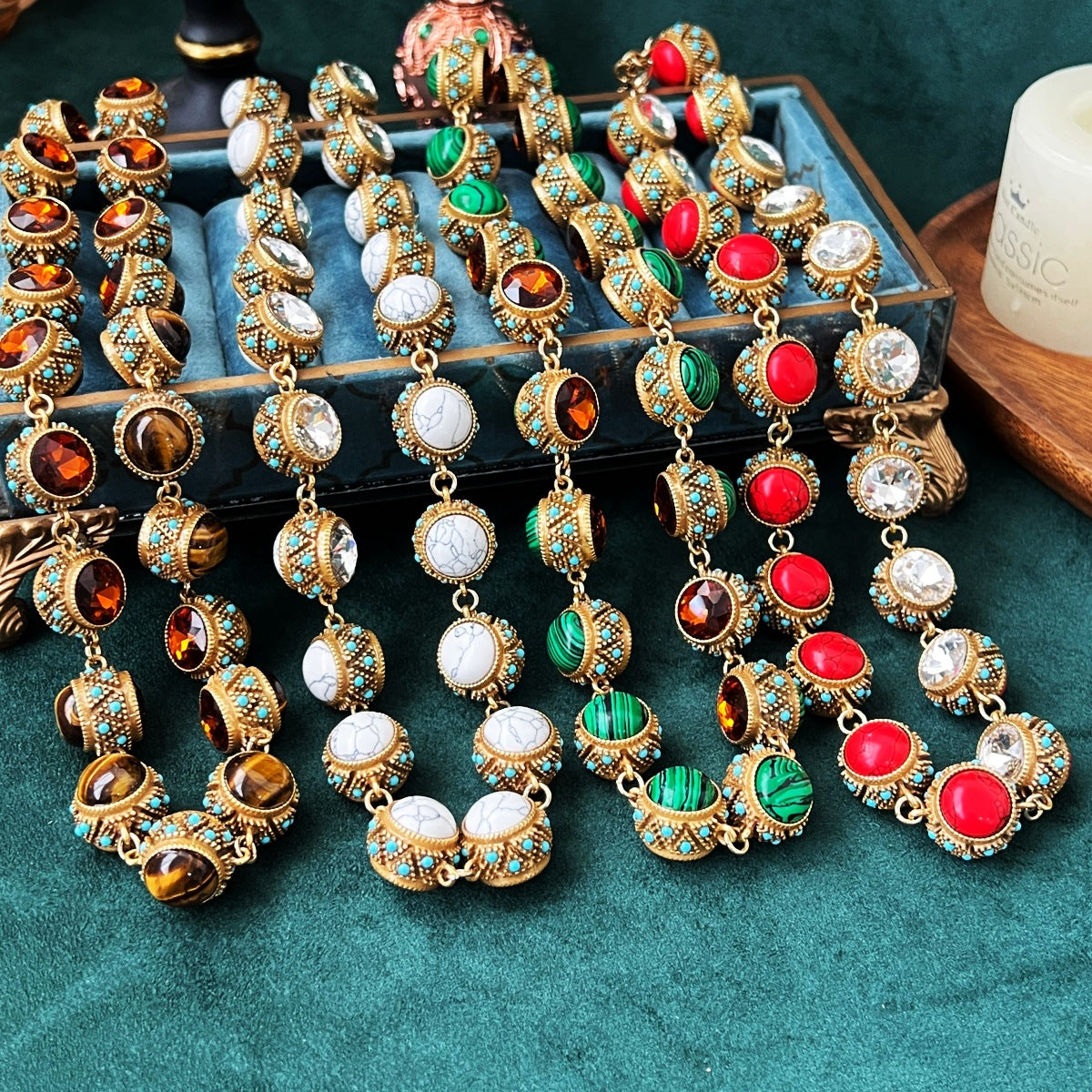 Vintage Heavy-work Malachite Necklace For Women