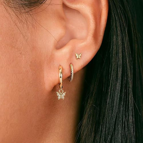 Copper Stud Earrings With Diamond Inlay