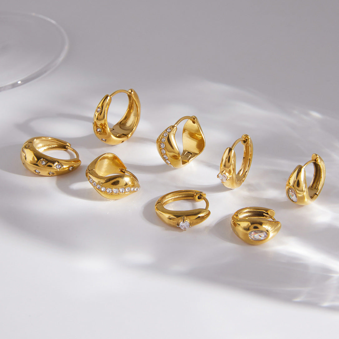 Mixed Shape Zircon Hoop Earrings Assortment