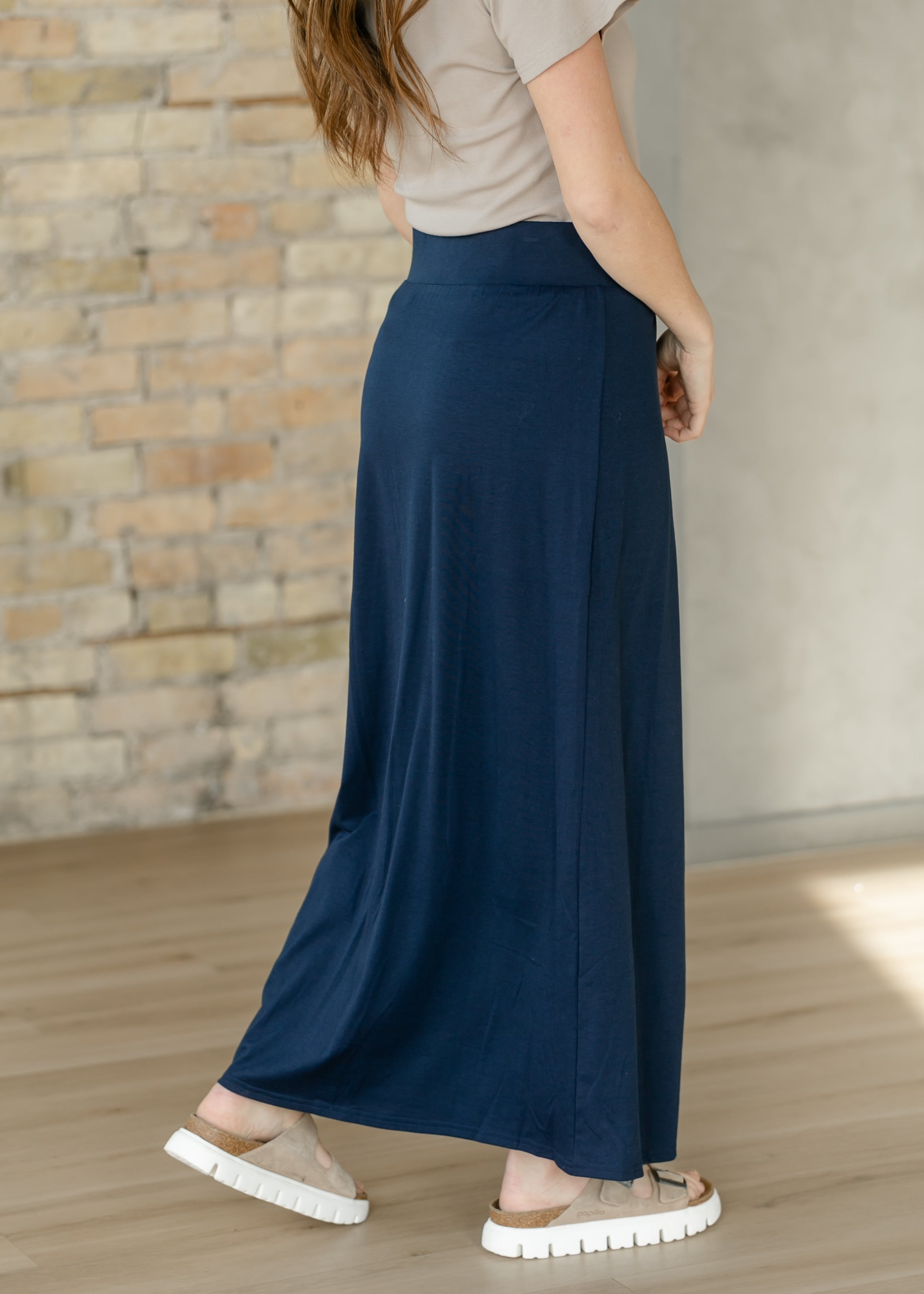 Clarise Navy Premium Knit Maxi Skirt