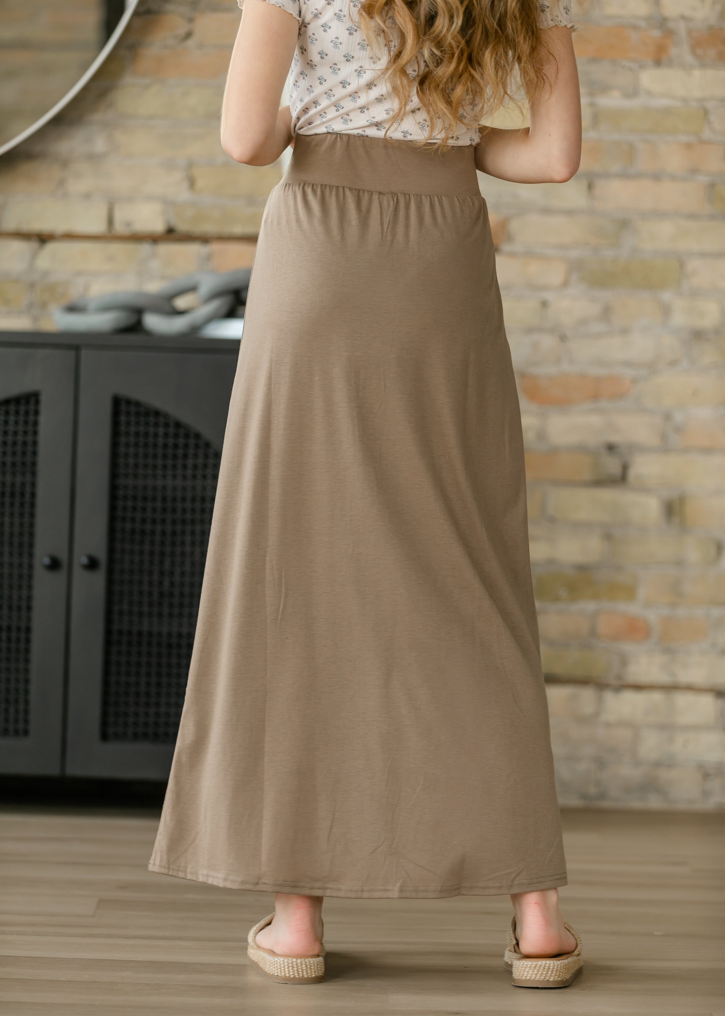 Clarise Taupe Premium Knit Maxi Skirt