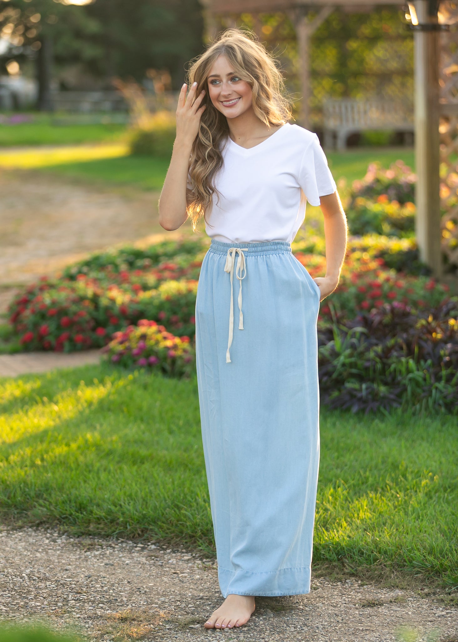 Cleo Chambray Tie Maxi Skirt