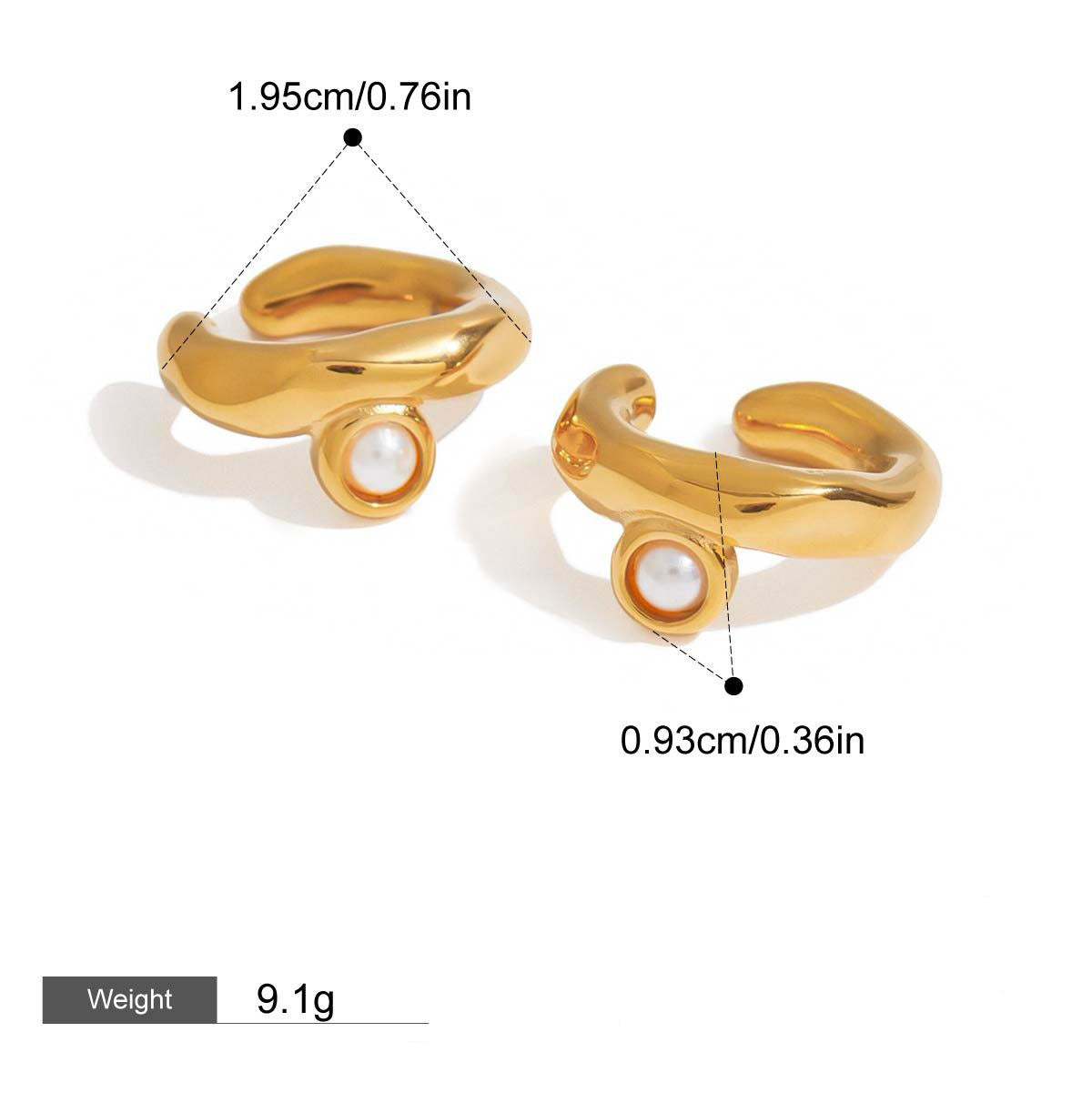 18K gold C-shaped inlaid pearl design classic and fashionable earrings