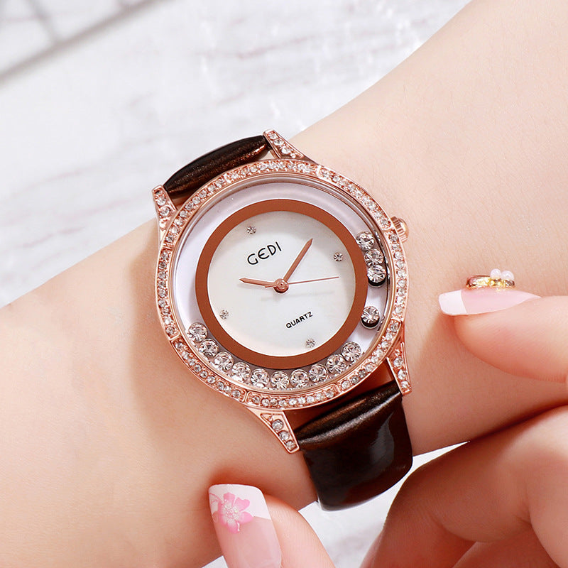 GEDI Double-Diamond Leather Belt All-Match Watch For Women