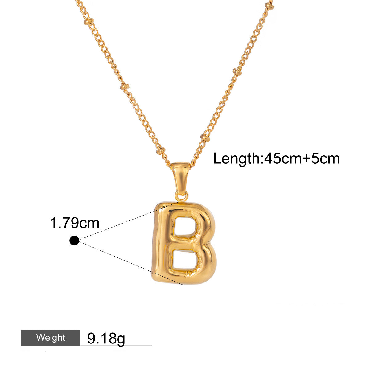 18K gold birthstone with letter design elegant necklace