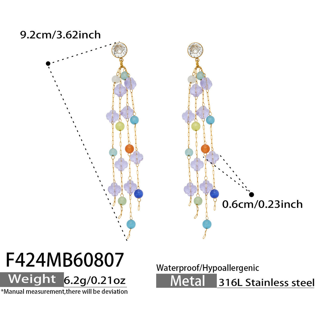 Geometric Natural Crystal Zircon Earrings 18K Gold Plated Titanium Steel Fashion Women Ear Jewelry For Daily Dating Party Occasions