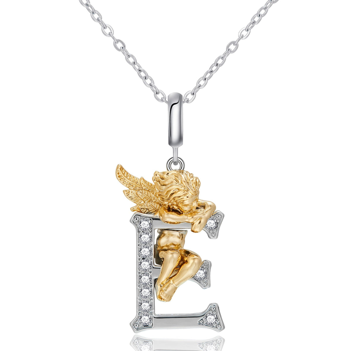 New Copper-plated White-gold Letter Pendant Mens And Womens Stainless Steel O-shaped Necklace