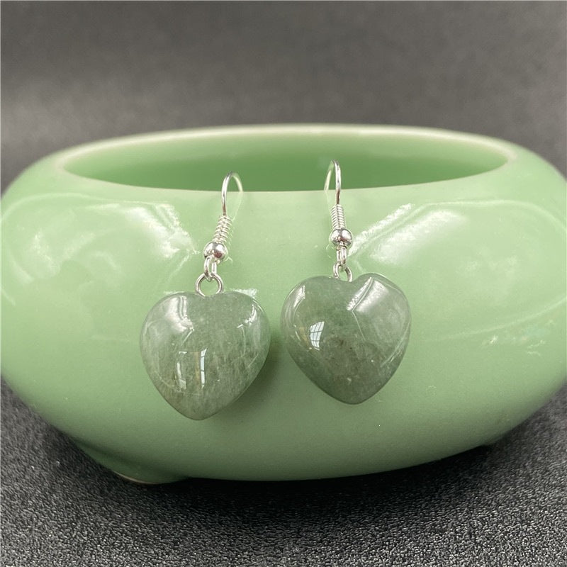 Natural Stone Amethyst Small Heart Earrings