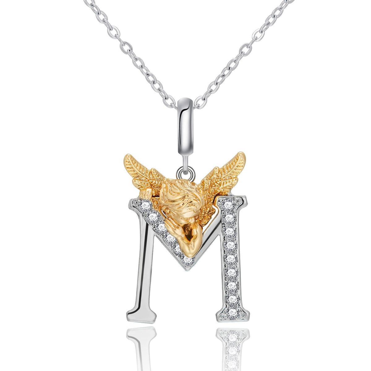 New Copper-plated White-gold Letter Pendant Mens And Womens Stainless Steel O-shaped Necklace