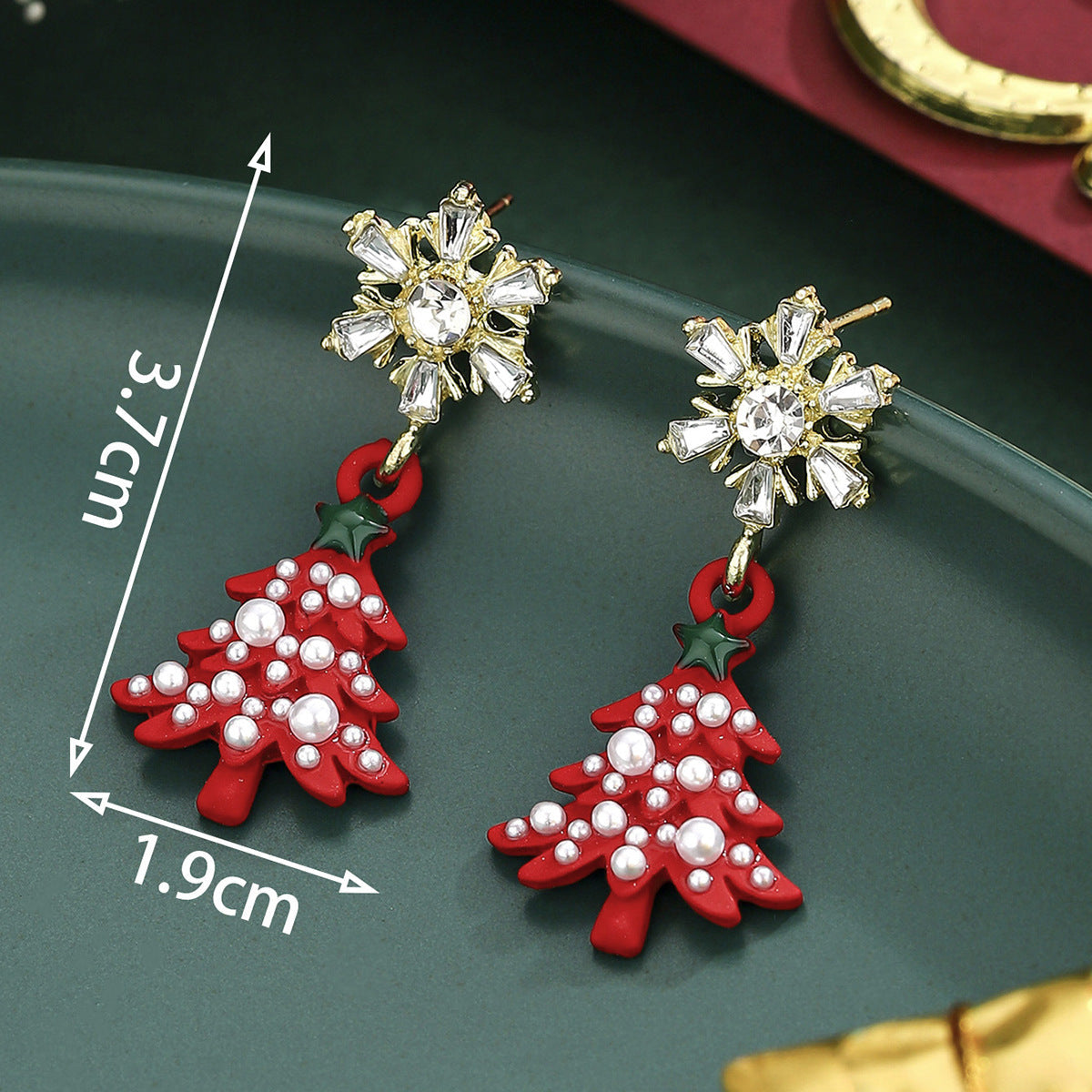 Cross-Border Personalized Christmas Alloy Earrings Christmas Hat Colorful Star Dot Diamond Christmas Tree Elk Gingerbread Man Earrings