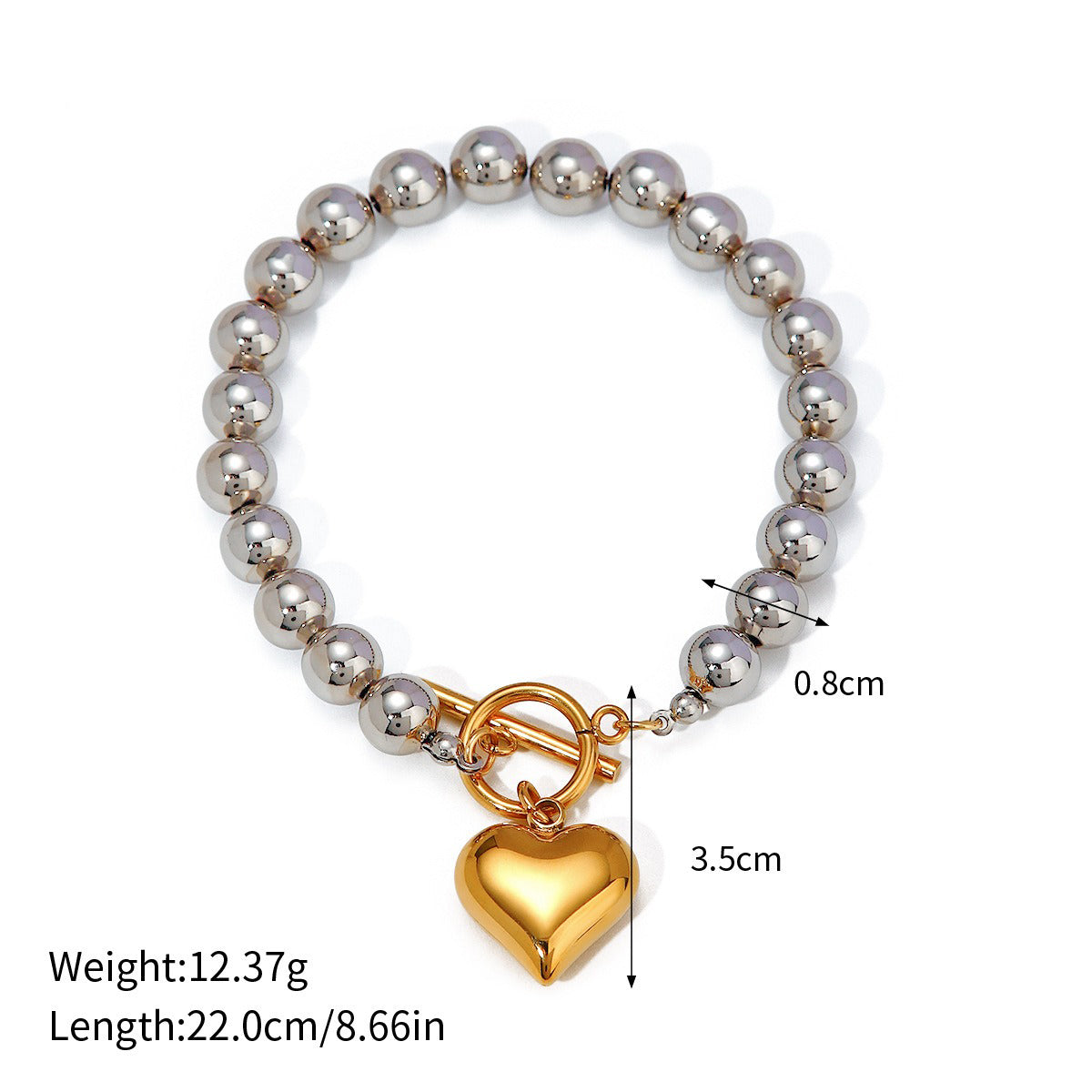 18K gold heart shape with gold and silver color matching design trendy personality necklace bracelet ring earrings set