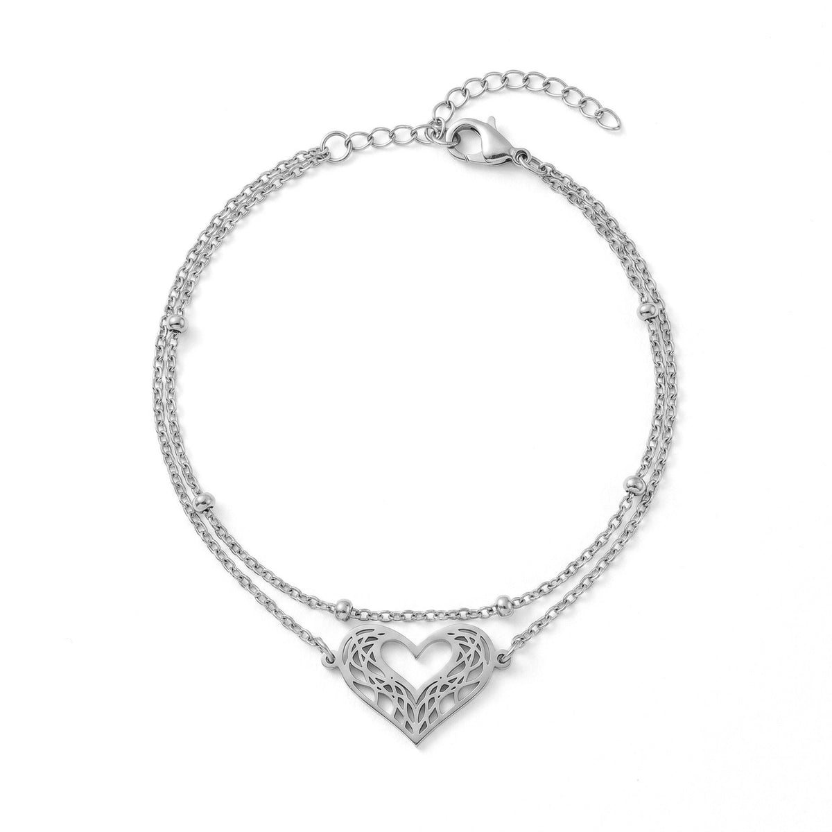 European American Fashion Hollow Heart Pearl Stainless Steel Bracelet For Women, Minimalist Versatile Hand Jewelry Wholesale