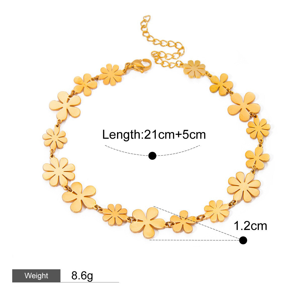 18K gold flower-shaped design exquisite and noble necklace, earrings and bracelet set