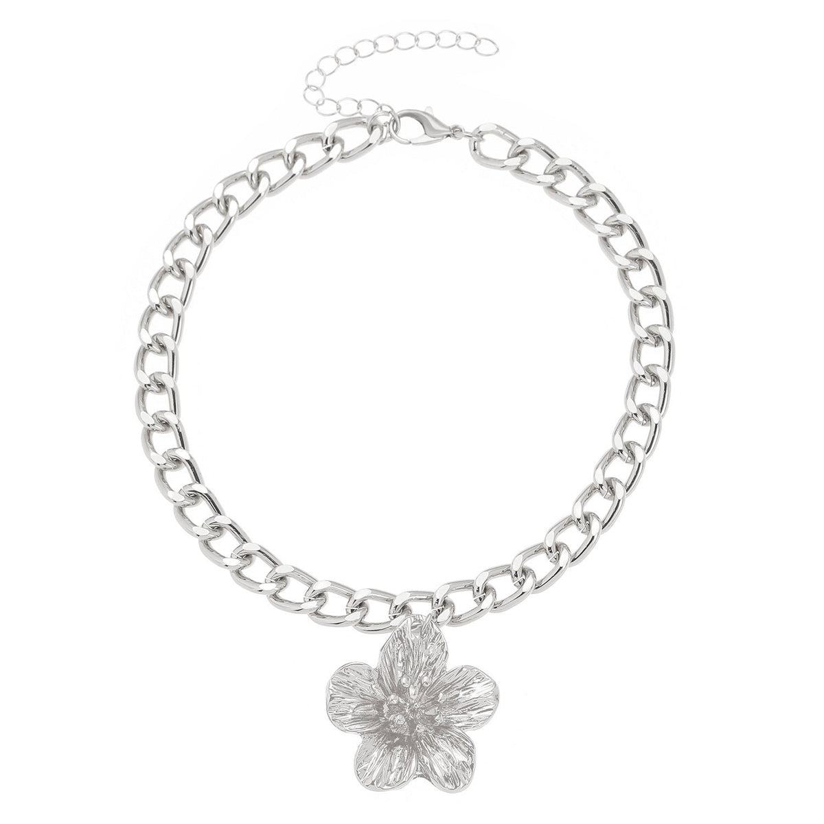 European And American Cross-Border Jewelry Pleated Texture Design Flower Earrings Necklace Bracelet Anklet Ring Bracelet Set For Women