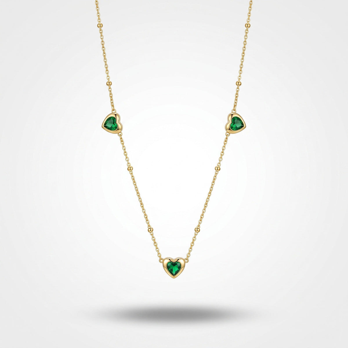 European American Fashion Minimalist High Sense Emerald Green Stainless Steel Necklace, Versatile Fade Resistant Titanium Steel Necklace For Women