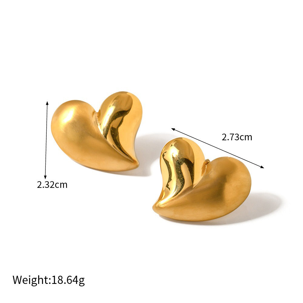 18K gold heart-shaped/geometric design light luxury necklace, earrings and ring set