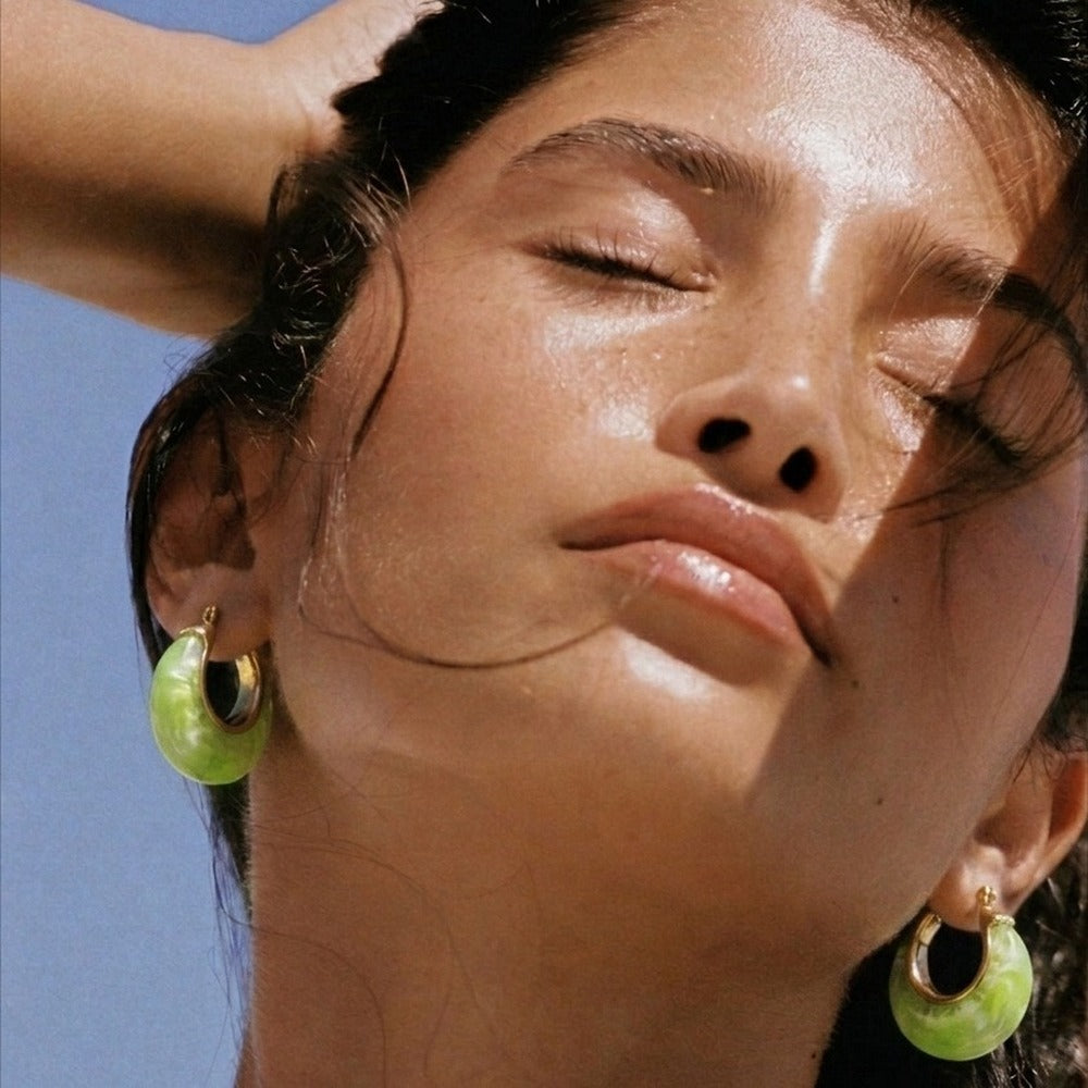 Color Resin Huggie Earrings Collection
