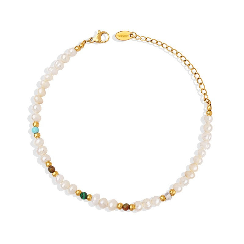 18K gold pearl with round bead design classic fashion bracelet