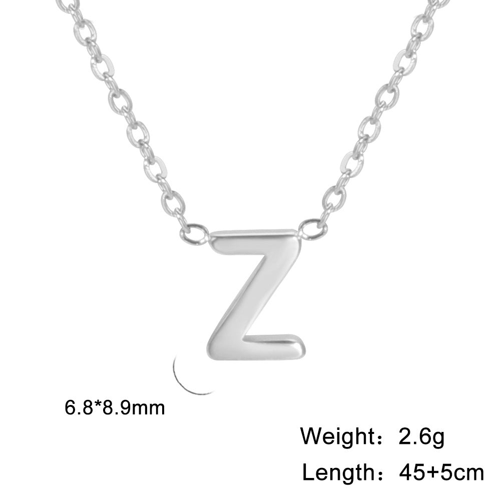 Hot-Selling Welded 26 Letters 18K Real Gold Electroplated Non-Fading Small Pendant Jewelry 304 Material Stainless Steel Necklace