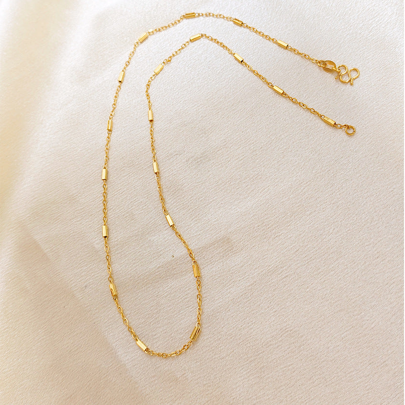 European And American Cross-border Titanium Steel 24K Gold O-chain Square Pendant Necklace With M Buckle Design, Versatile And Simple, Non-fading Necklace