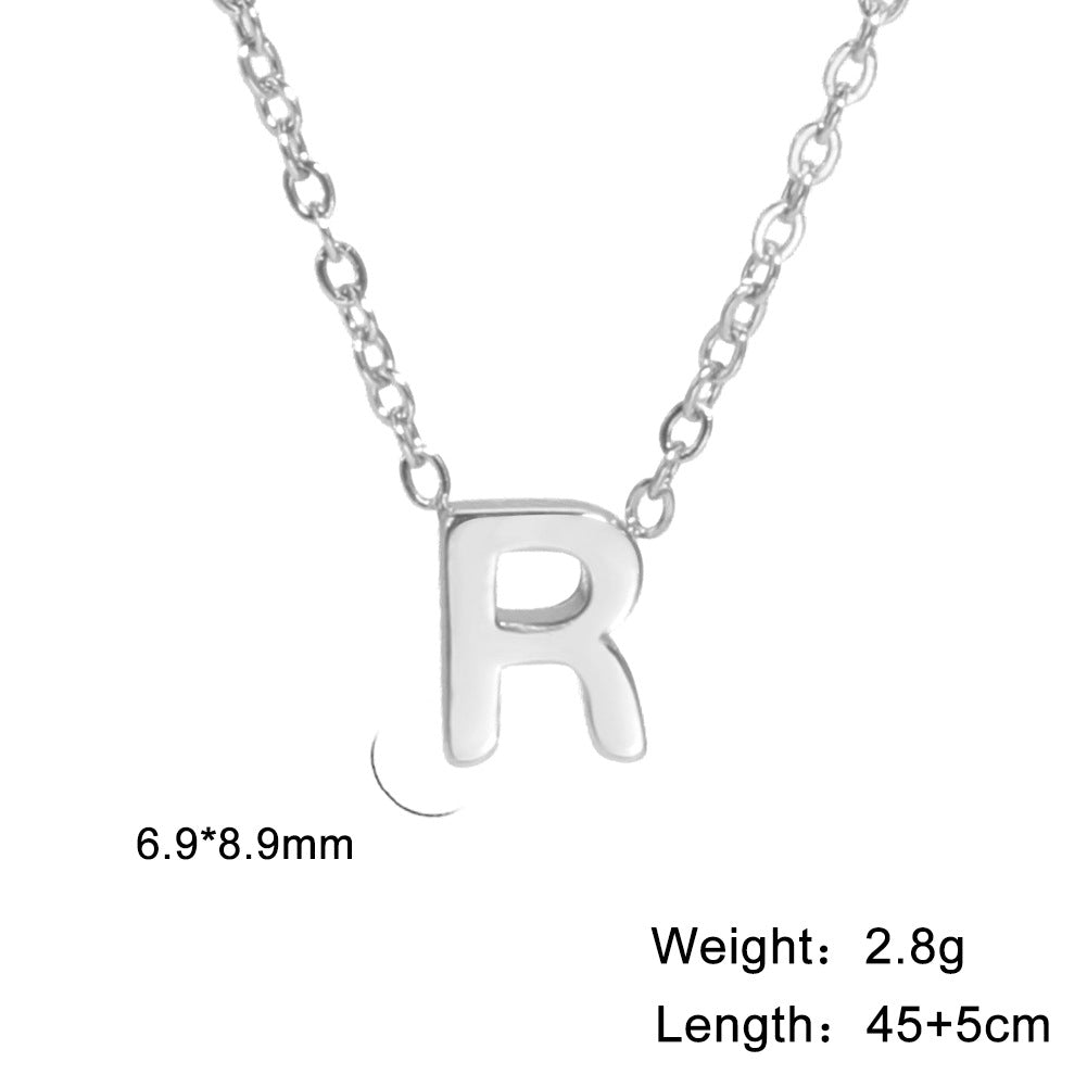 Hot-Selling Welded 26 Letters 18K Real Gold Electroplated Non-Fading Small Pendant Jewelry 304 Material Stainless Steel Necklace