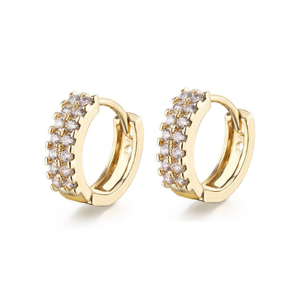 Cross-Border Gold-Plated Copper Ins Earrings For Women, Inlaid With Aaa Zircon, Versatile And Fashionable High-End Earrings, Jewelry Wholesale