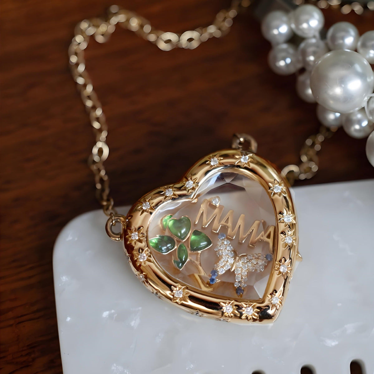 Pave Heart Locket and Charm Collection