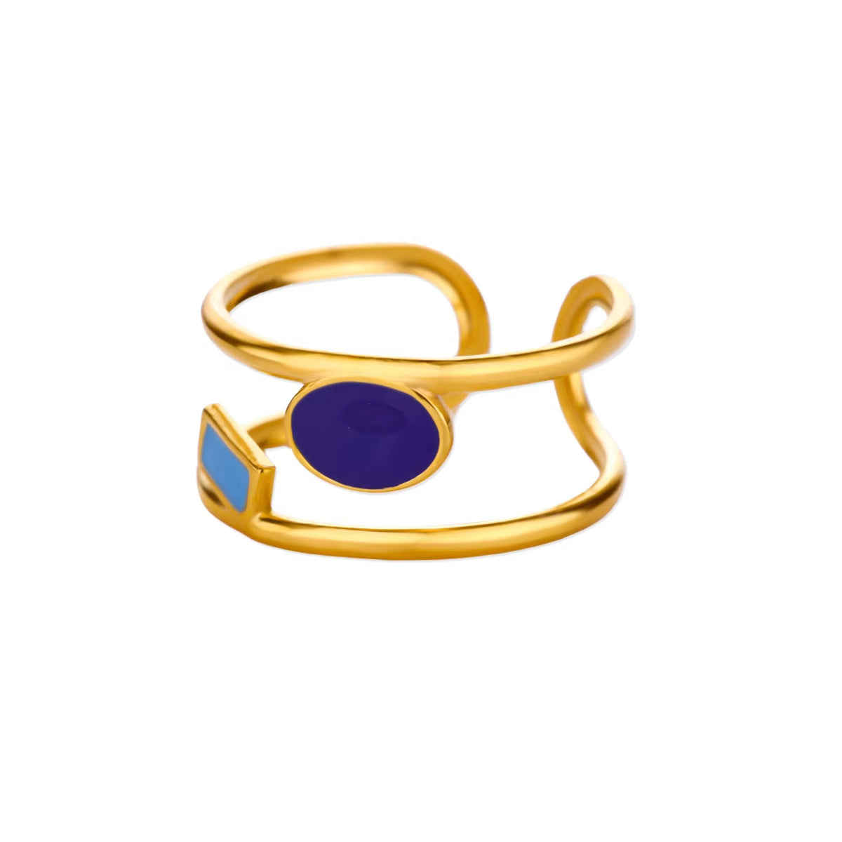 Women 18K Gold Plated Open Ring, Multi-Layer Hollow Design, Sparkling Cubic Zirconia, Minimalist Luxury Temperament Ring