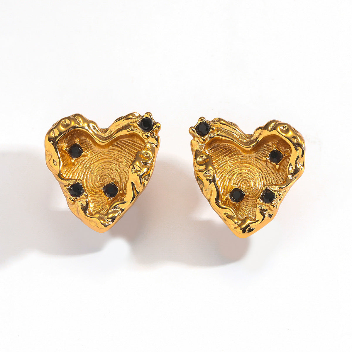 Stainless Steel Earrings With Geometric Pleats 18k Gold