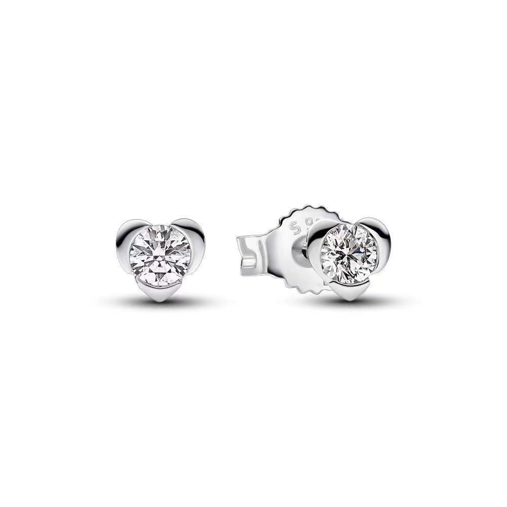 Fashionable And Versatile White Copper-Plated 925 Silver Earrings