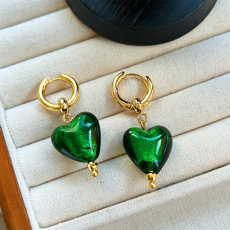 Handmade Gold Heart Shaped Hoop Earrings