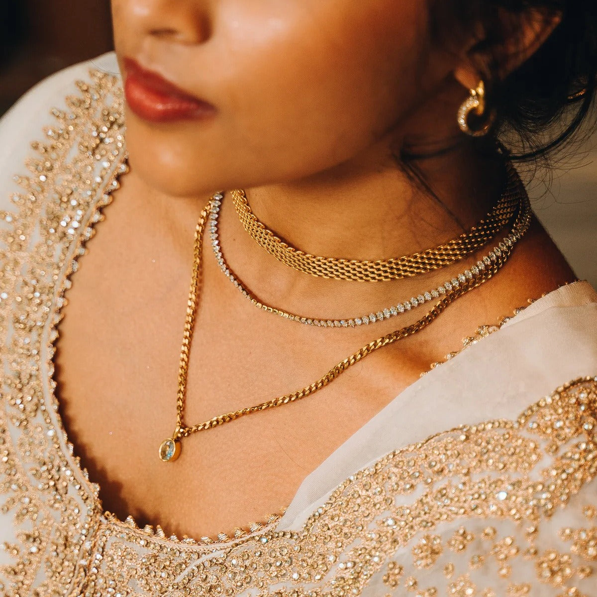 18K Gold Braided Chain Design Exquisite Fashion Necklace