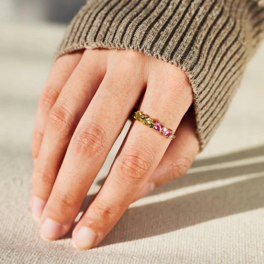 Women's Colorful Zircon Geometric Ring
