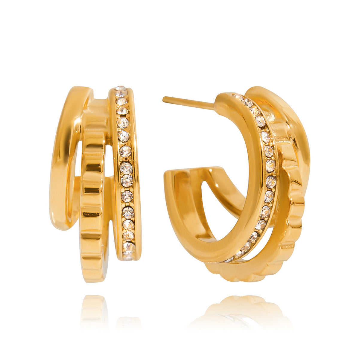 Triple Row Zircon Hoop Earrings Collection