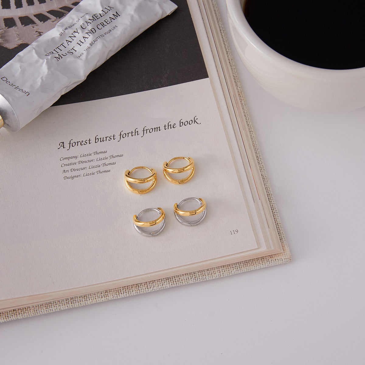 18K gold lightweight luxury and high-end hoop earrings/ear clips
