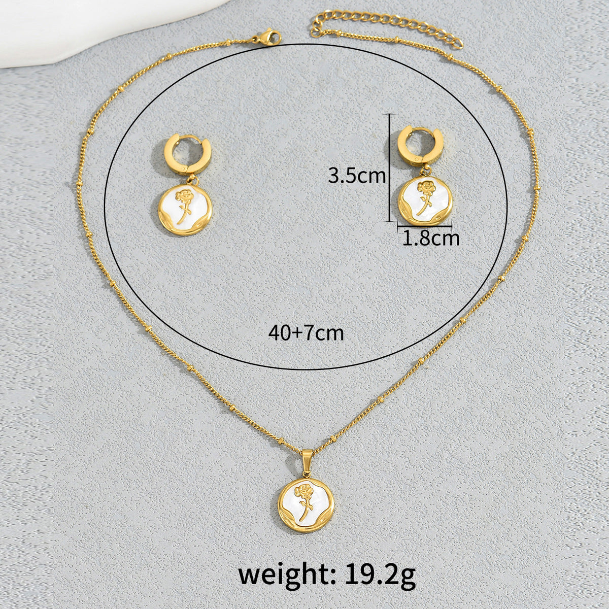 Simple Fashion Necklace Women's Summer High-end Sense Personalized Rose Mother-of-pearl Earrings Suit All-match Jewelry