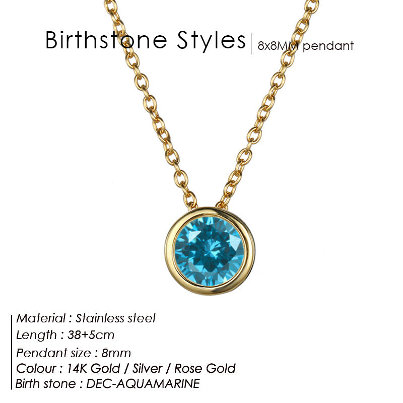 Single December Rhinestone Necklace Women's Short