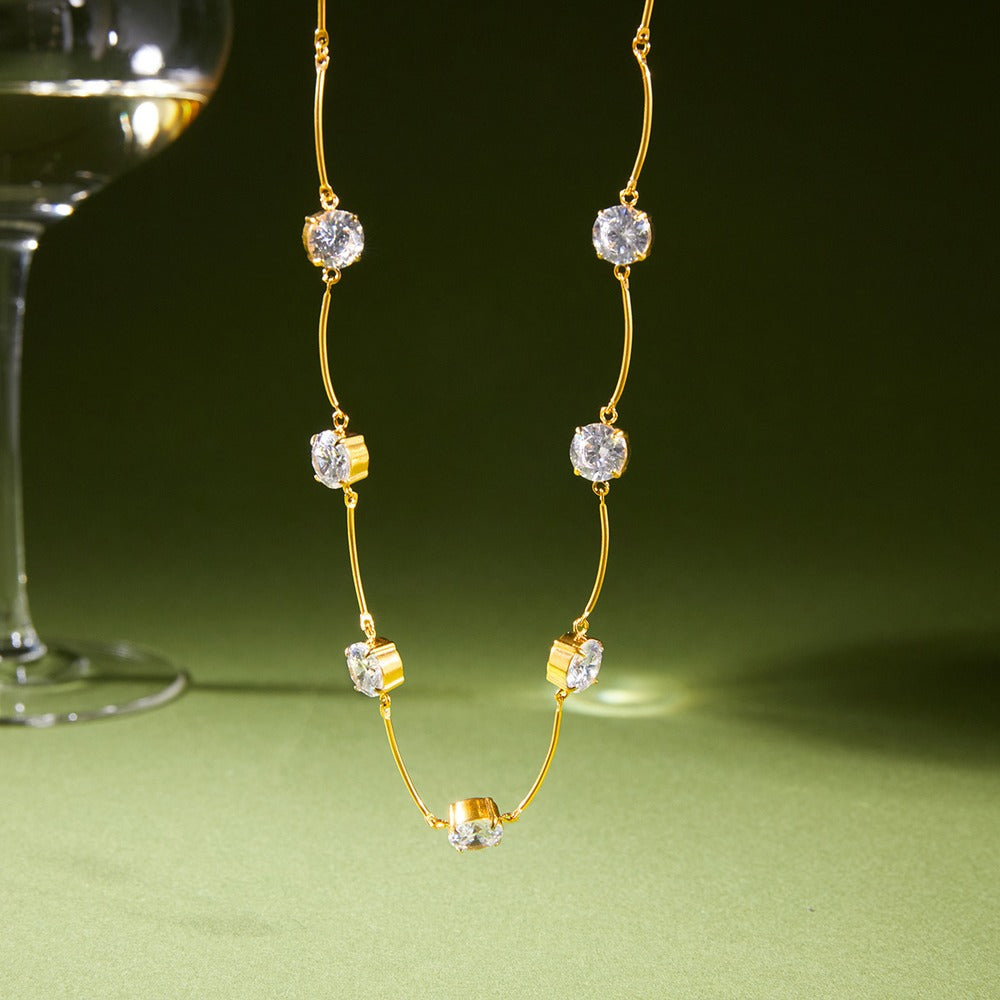 Zircon Bar Pendant Necklace