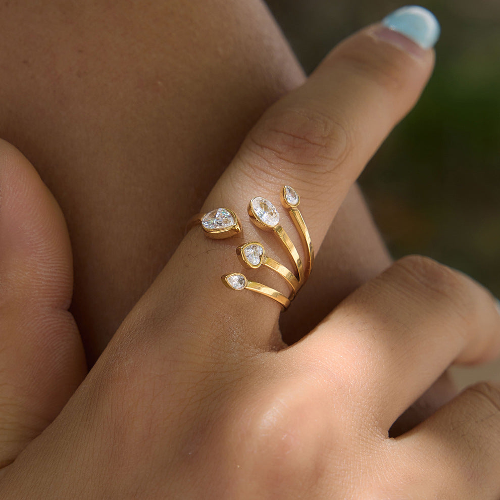 Split Band Zircon Open Ring Collection