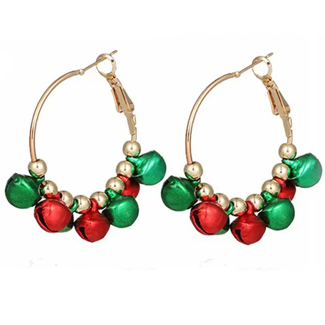 European And American Cross-border Fashion Christmas Earrings Cute Cartoon Christmas Tree Bells Bulbs Snowflake Alloy Earrings