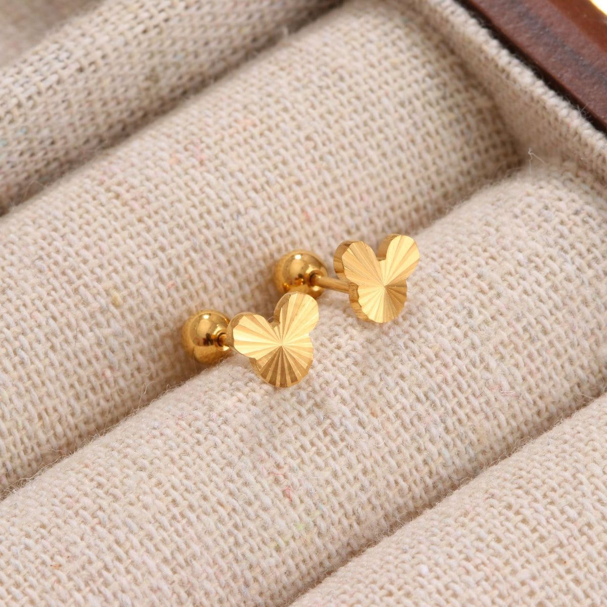 18K gold geometric inlaid gemstone design trendy personality earrings